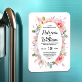 ピンクハーブの花の結婚式Save The Date マグネット