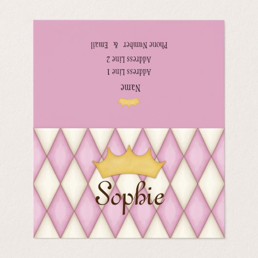 ピンクハーレキンパーソナライズされたプリンセス日付 名刺 (外部フラット)