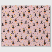 ピンクハ不気味ウス幽霊のよく出るハロウィーン ラッピングペーパー (フラット)