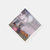 ピンクハ幽霊のよく出るウスブラックキャットカスタムハロウィン スタンダードカクテルナプキン (角)