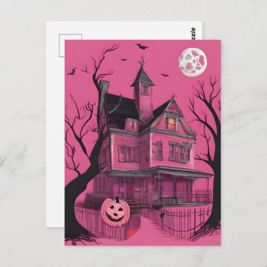 ピンクハ幽霊のよく出るロウィーンハウス ポストカード (正面/裏面)