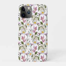 ピンクバイオレットのトロピカルデイジーとユリの野花 iPhone 11 PROケース