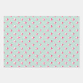 ピンクバイオレットパープルスターズセージグリーン ラッピングペーパーシート (正面)