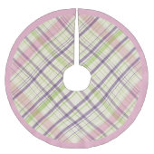 ピンクバイオレットパープルライムグリーンプレイドパターン ブラッシュドポリエステルツリースカート (正面)