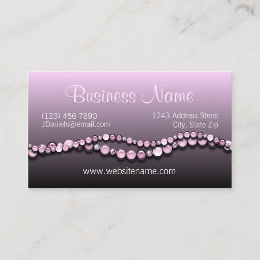 ピンクバイオレットビーズヴィンテージシルバースワールパターン 名刺 (裏面)