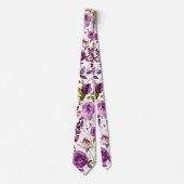 ピンクバイオレットピオニーグレー庭園の結婚式 ネクタイ (正面)