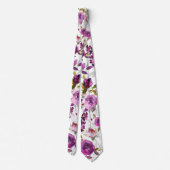 ピンクバイオレットピオニーグレー庭園の結婚式 ネクタイ (裏面)