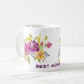 ピンクバイオレット最高のフローラママ コーヒーマグカップ (正面左)