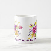 ピンクバイオレット最高のフローラママ コーヒーマグカップ (中央)