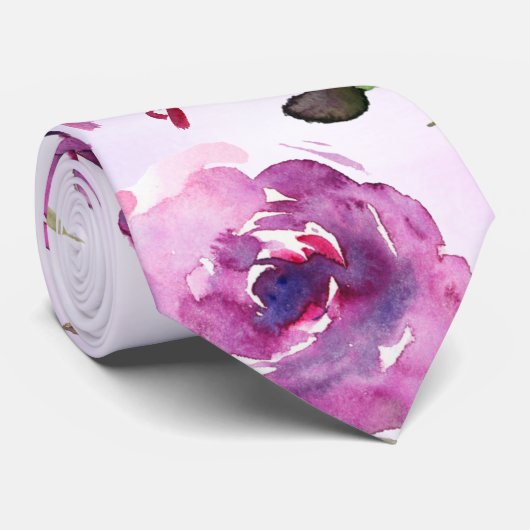 ピンクバイオレット牡丹&オーキッド庭園の結婚式 ネクタイ (ロール)