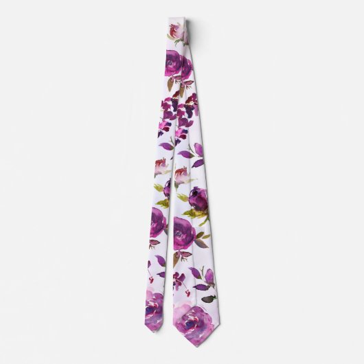 ピンクバイオレット牡丹&オーキッド庭園の結婚式 ネクタイ (裏面)