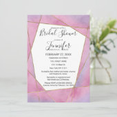 ピンクバイオレット金ゴールド水彩地域ブライダルシャワー 招待状 (スタンド正面)