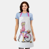 ピンクバイクエプロン付き少女 エプロン (着用した状態)