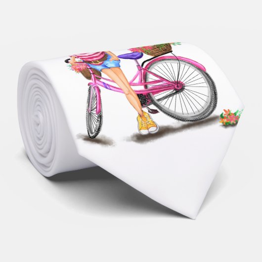 ピンクバイクネックタイのハッピーガール ネクタイ (ロール)