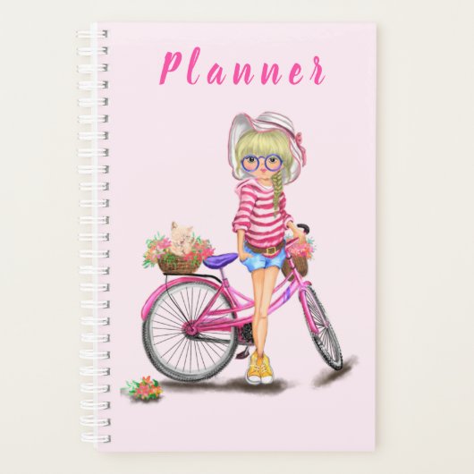 ピンクバイク付きガールプランナー プランナー手帳 (正面)