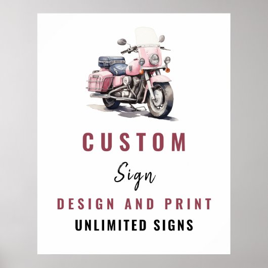 ピンクバイク誕生日カスタムサイン ポスター (正面)