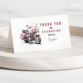 ピンクバイク誕生日サンキューカード/ティルトカード サンキューカード