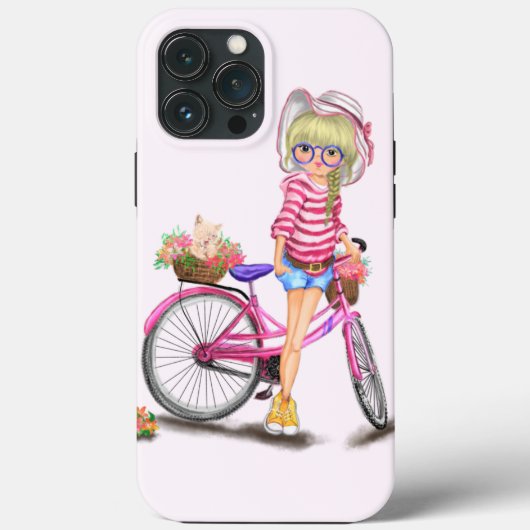 ピンクバイクiPhoneケース付きブロンドガール Case-Mate iPhoneケース (裏面)