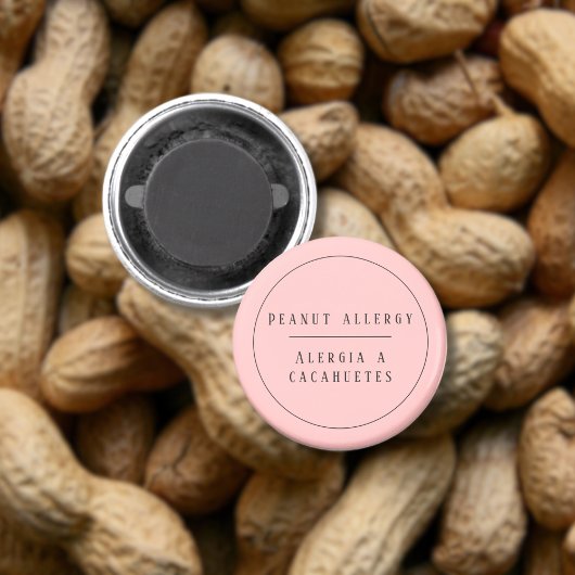 ピンクバイリンガルピーナッツアレルギースペインの警告 マグネット