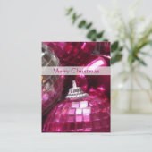 ピンクバウブルズメリークリスマス葉書ポートレート シーズンポストカード (スタンド正面)