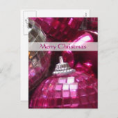 ピンクバウブルズメリークリスマス葉書ポートレート シーズンポストカード (正面/裏面)