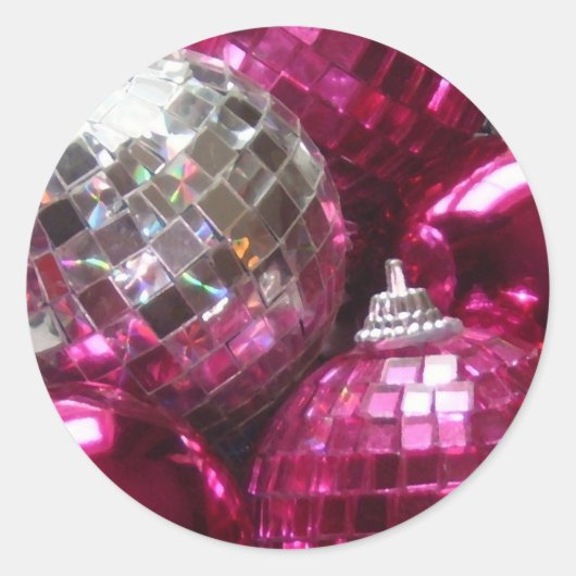 ピンクバウブルラウンドステッカー ラウンドシール (正面)