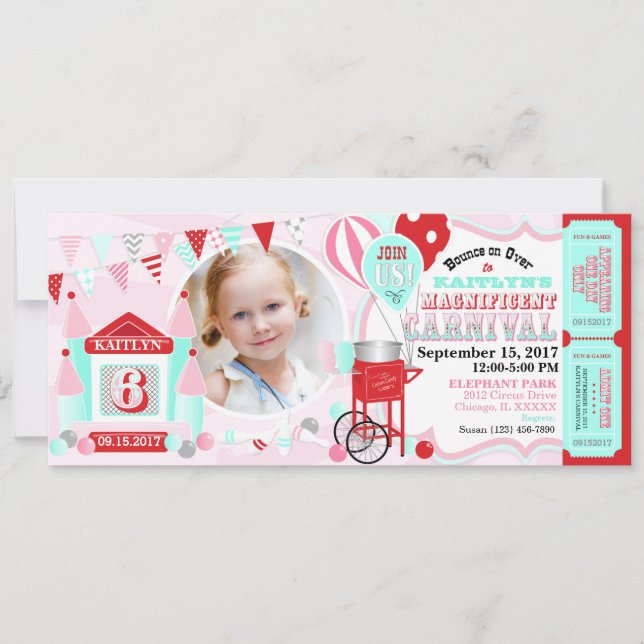 ピンクバウンスハウスカーニバル誕生日 (正面)