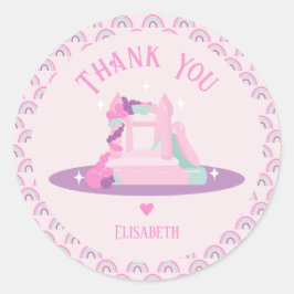 ピンクバウンスハウスキャッスル誕生日 ラウンドシール