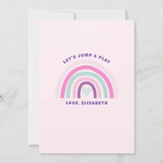 ピンクバウンスハウスキャッスル誕生日 招待状 (裏面)