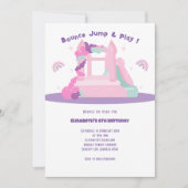 ピンクバウンスハウスキャッスル誕生日 招待状 (正面)