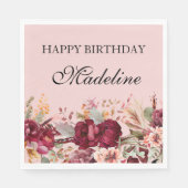 ピンクバエレガントルガンディフローラハッピーバースデー スタンダードランチョンナプキン (正面)