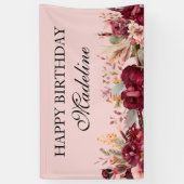 ピンクバエレガントルガンディフローラハッピーバースデー 横断幕 (縦)