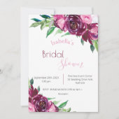 ピンクバエレガントルガンディフローラモダンブライダルシャワー 招待状 (正面)