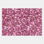 ピンクバエレガントンタイングリッターハート ラッピングペーパーシート (正面)