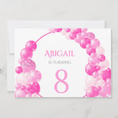 ピンクバガーリールーンアーチ誕生日パーティー 招待状 (正面)