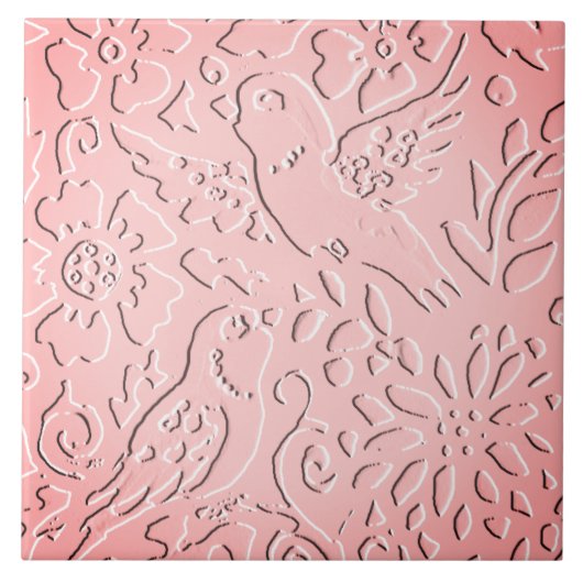 ピンクバグラデーションードウッドランドエンボスフローラ自然 タイル (正面)