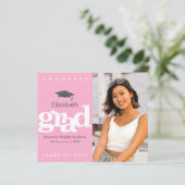 ピンクバジェット写真卒業キャップはっきりした招待状 (スタンド正面)