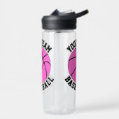 ピンクバスケットボカスタムースプレーヤーのチーム名と番号 ウォーターボトル (左面)