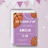ピンクバスケットボールおもしろいスポーツ子供の誕生日 招待状