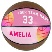 ピンクバスケットボールガール選手の名前チーム番号 バスケットボール (正面)