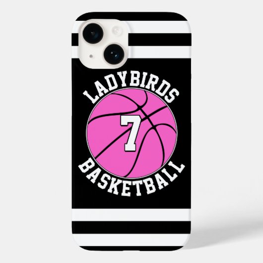 ピンクバスケットボールチーム名プレイヤー番号カスタム Case-Mate iPhoneケース (裏面)