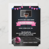 ピンクバスケットボールベビーシャワーパーティー 招待状 (正面)