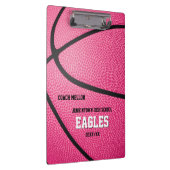 ピンクバスケパーソナライズされたットコーチのスコアキーパー クリップボード (右)