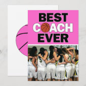 ピンクバスケ最高のットコーヒーエバーカスタムポット サンキューカード (正面/裏面)