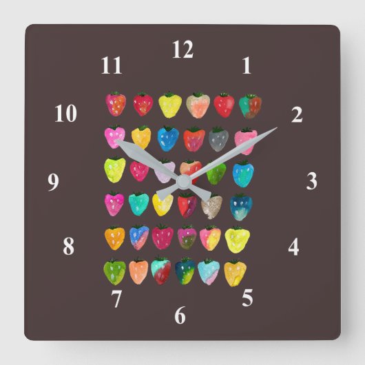 ピンクバタお洒落フライ スクエア壁時計 (正面)