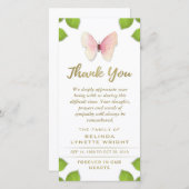 ピンクバタフライお見舞いカード サンキューカード (正面/裏面)