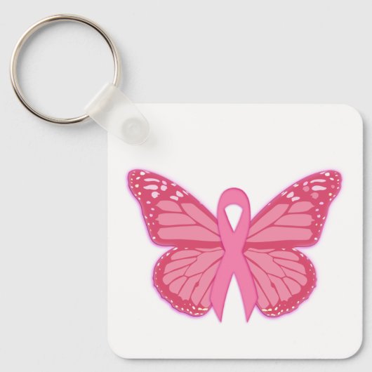 ピンクバタフライで キーホルダー (正面)