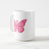 ピンクバタフライで コーヒーマグカップ (正面左)