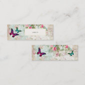ピンクバタフライとシャビーヴィンテージバラサイト スキニー名刺 (正面/裏面)