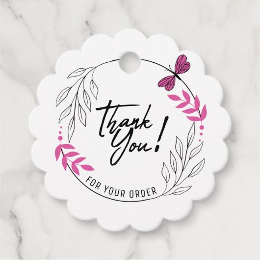 ピンクバタフライのご注文ありがとうございます フェイバータグ (正面)